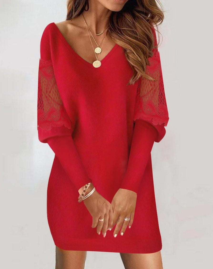 Evelyn | Elegant Lace Sleeve Dress