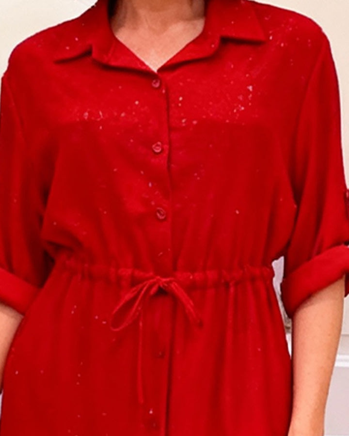 Tailisse | Tie Waist Shirt Dress