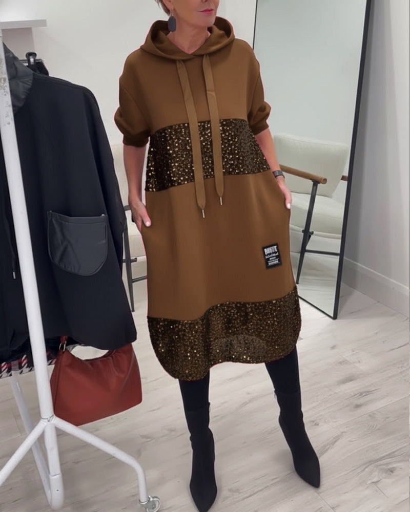 Loravynna | Trendy Patchwork Hooded Dress