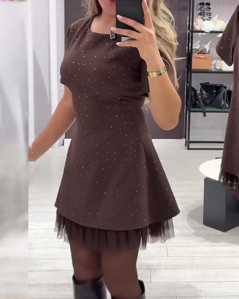 Shimeria | Shimmer Mesh Patchwork Dress