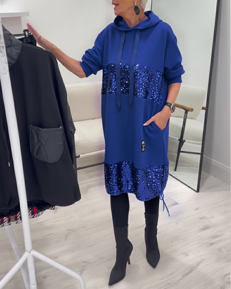 Loravynna | Trendy Patchwork Hooded Dress