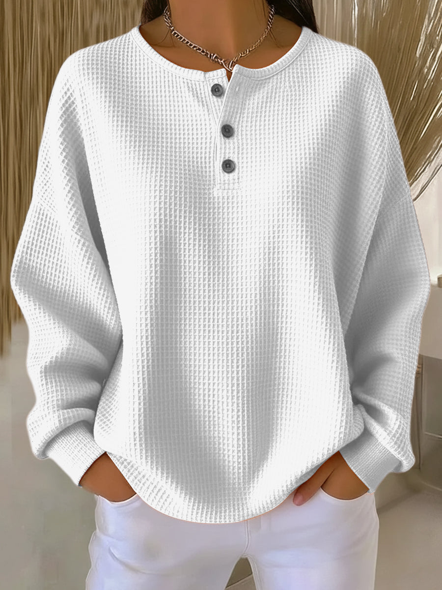 Selviona | Stylish Relaxed Henley Top