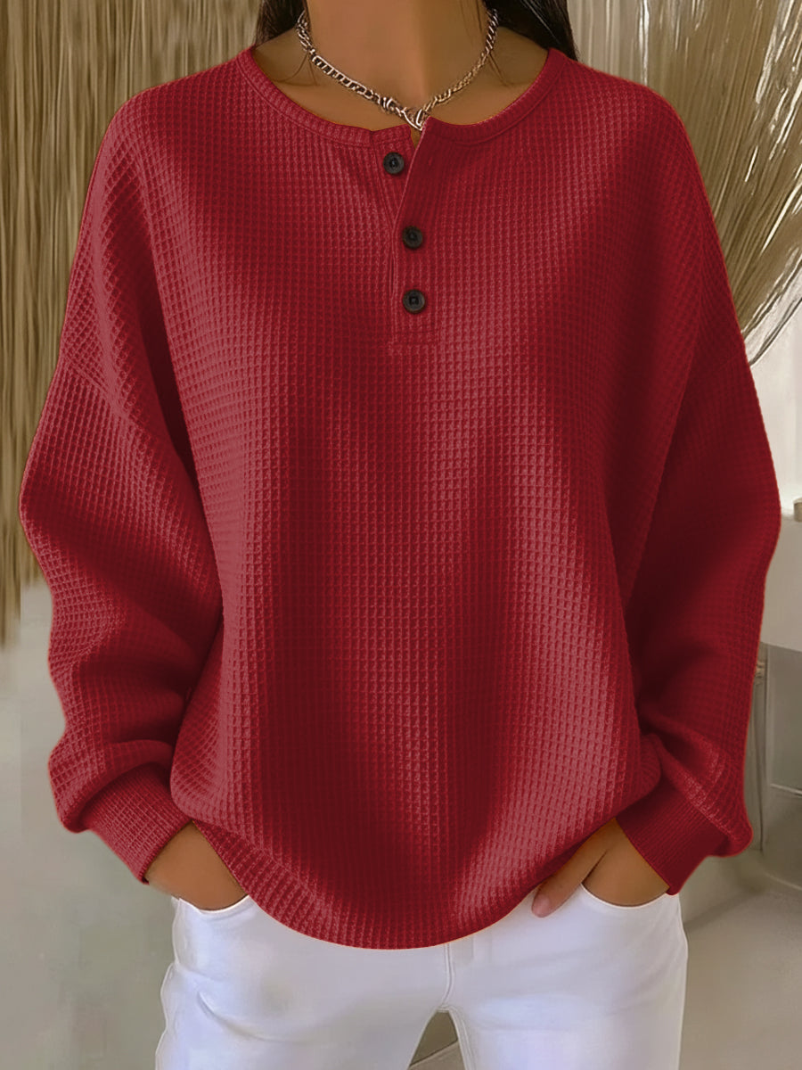 Selviona | Stylish Relaxed Henley Top