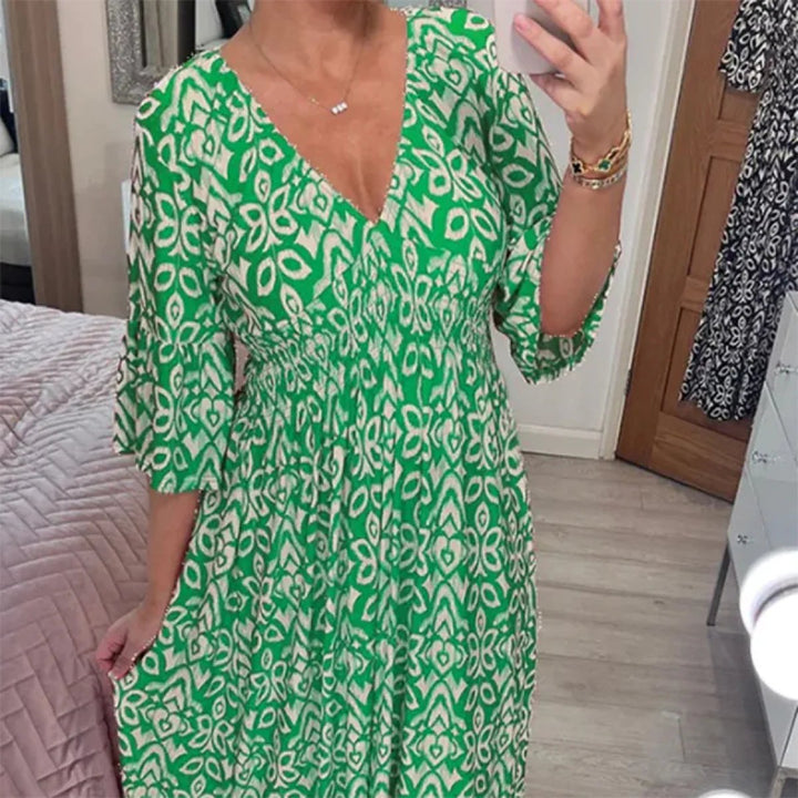Florevia | Casual Floral V Neck Dress