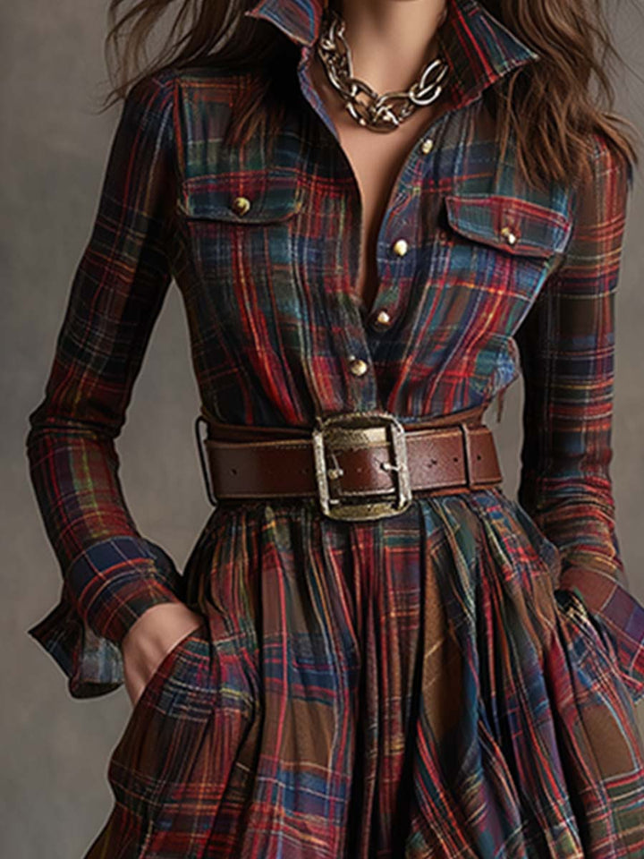 Seralyne | Checked Maxi Shirt Dress (No Belt)