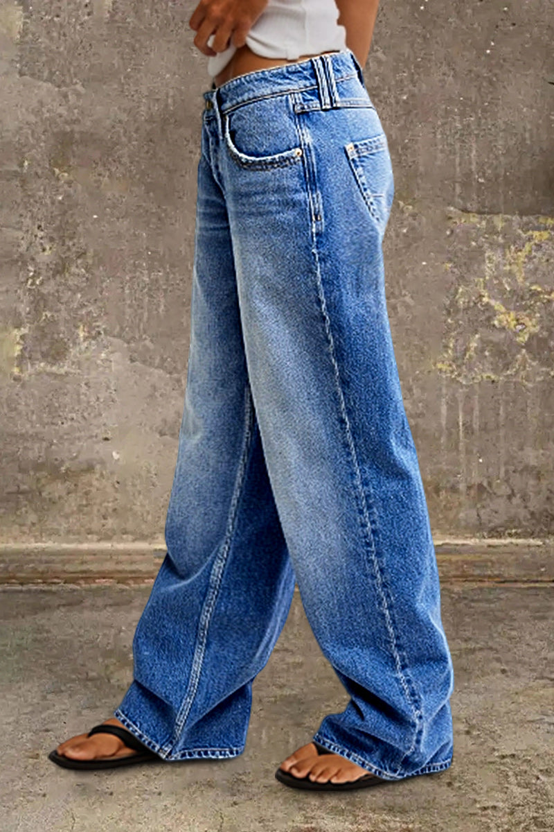 Denvara | Straight Leg Mid Rise Jeans