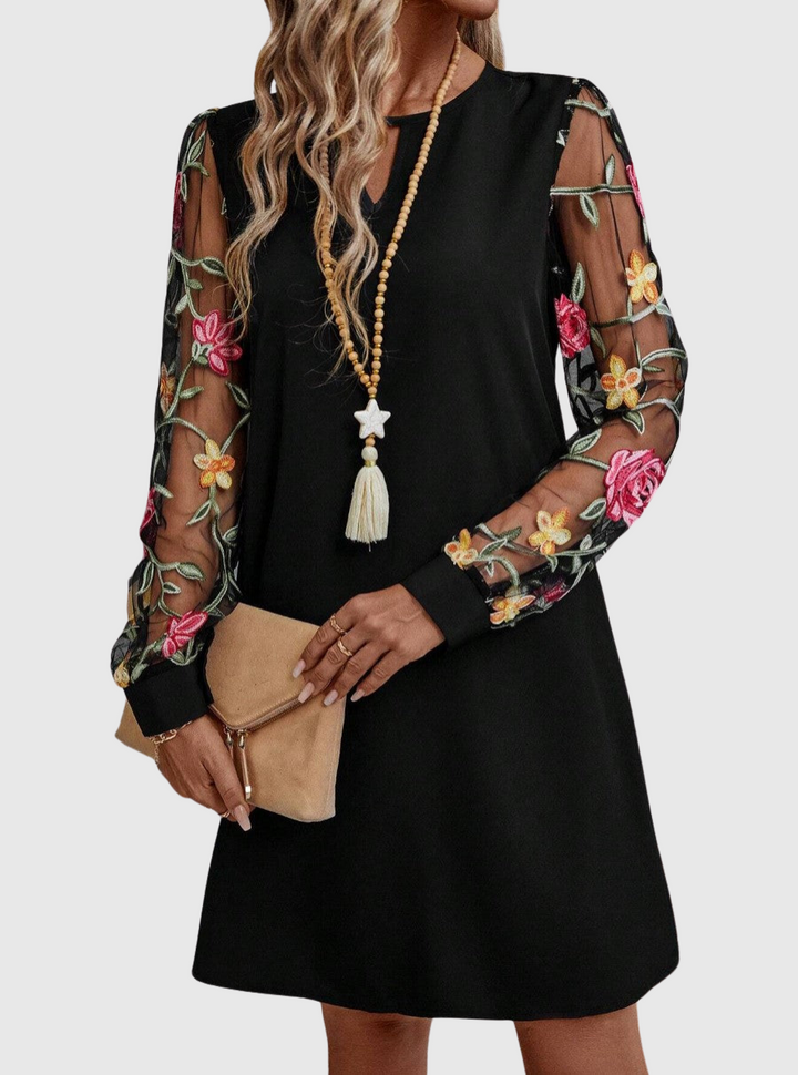 Marvielleth | Elegant V-neck Dress With Statement Sleeves
