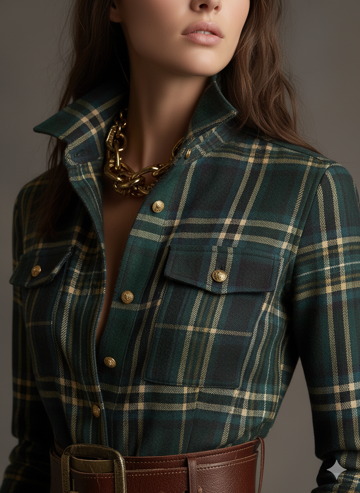 Seralyne | Checked Maxi Shirt Dress (No Belt)
