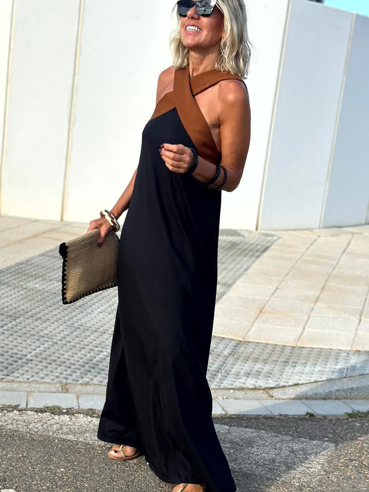 Elisara | open back halter dress