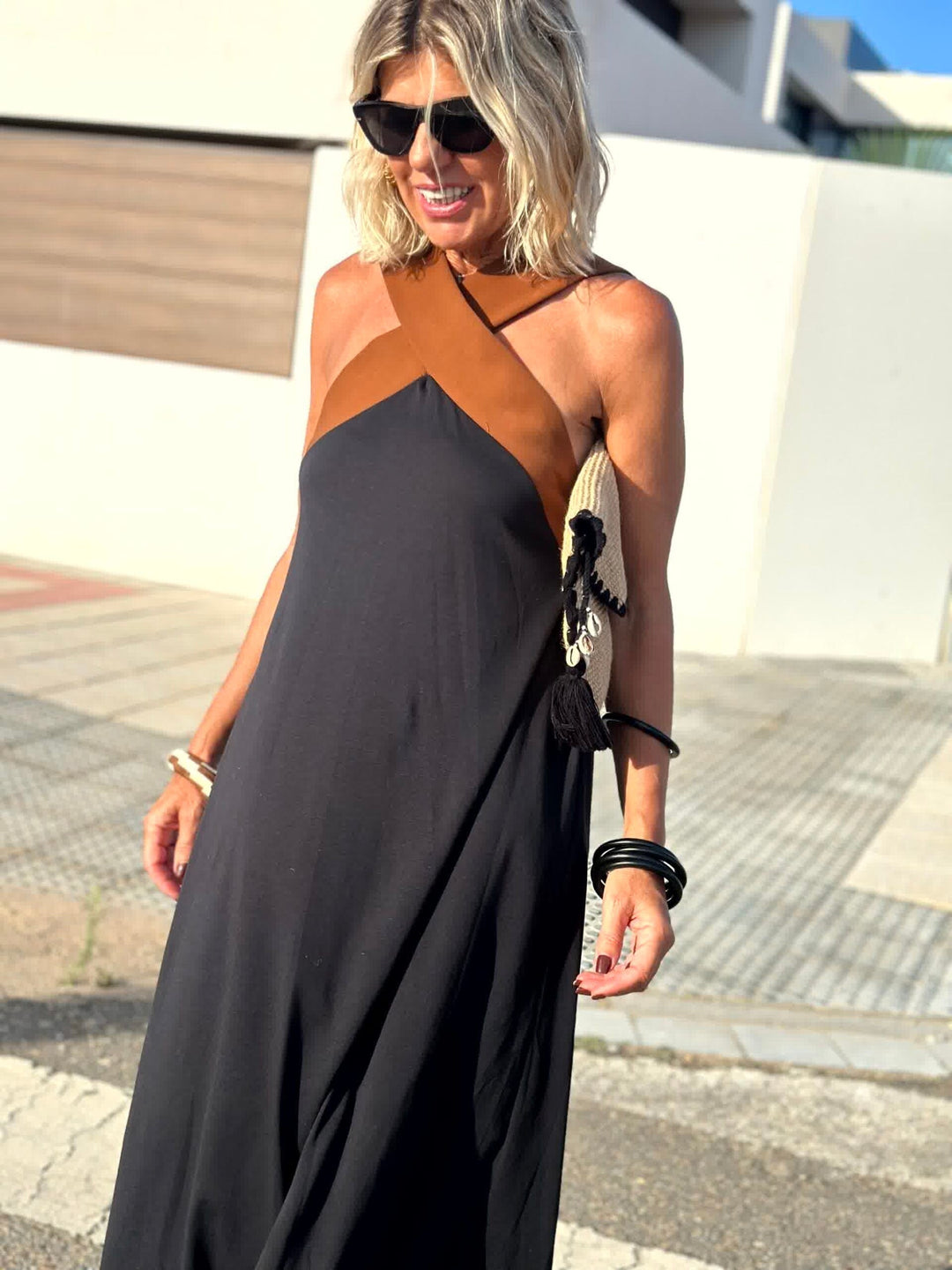 Elisara | open back halter dress