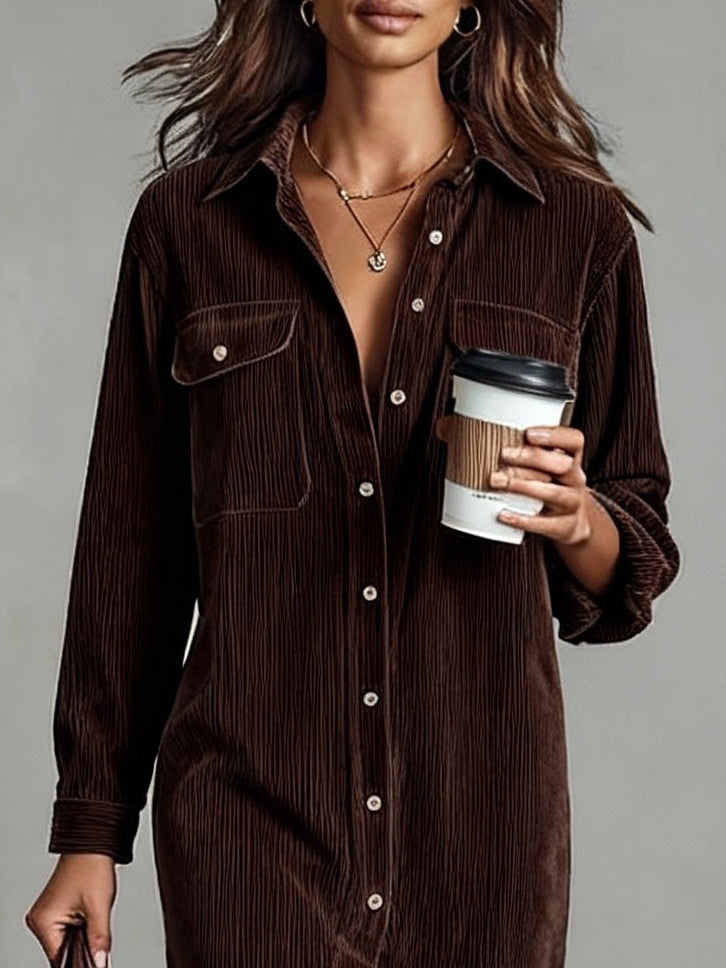 Averlina | Corduroy Midi Dress With Pockets
