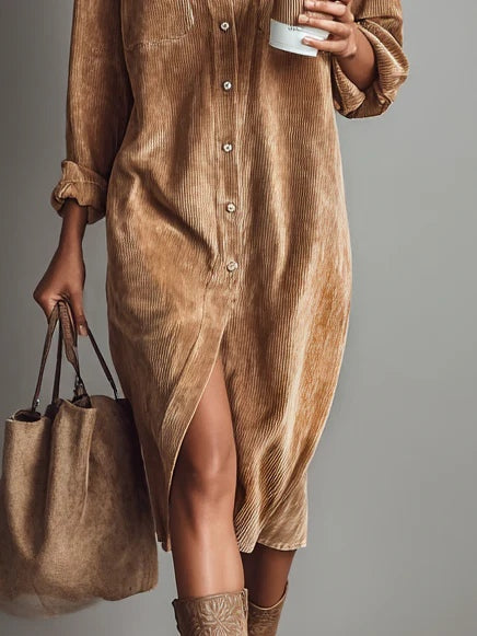 Averlina | Corduroy Midi Dress With Pockets