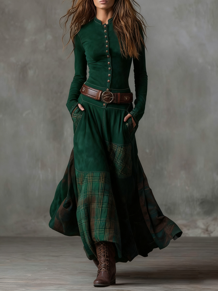 Lenorisse | Vintage Long Check Dress (Belt not included)