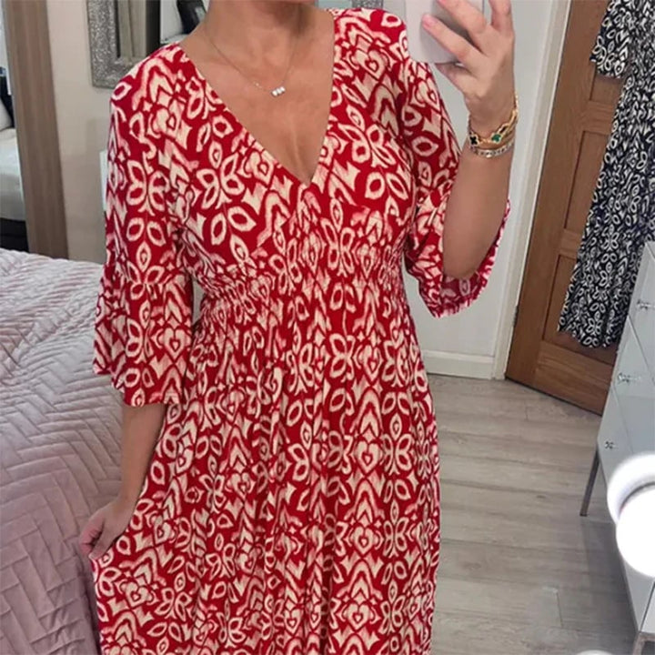 Florevia | Casual Floral V Neck Dress