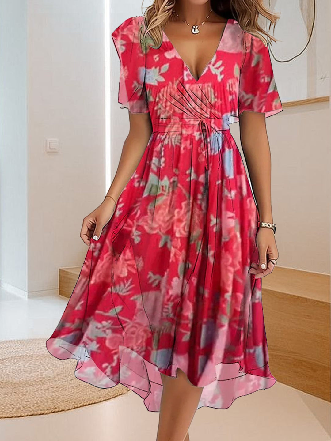 Simvella | Simple V Neck Dress