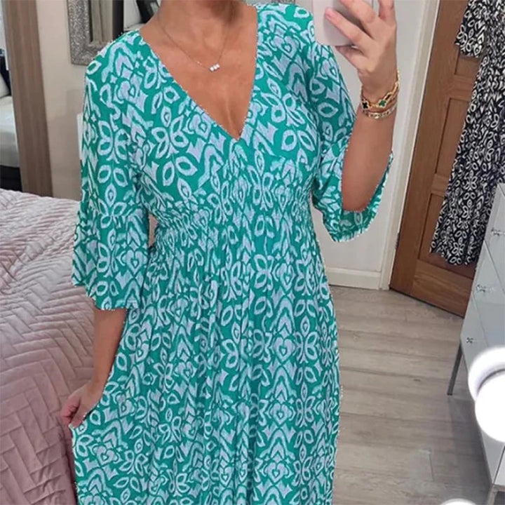 Florevia | Casual Floral V Neck Dress