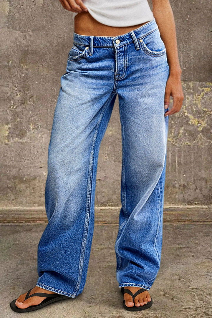 Denvara | Straight Leg Mid Rise Jeans