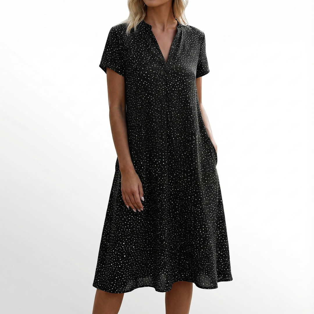 Silvoria | Shimmer V Neck Shift Dress